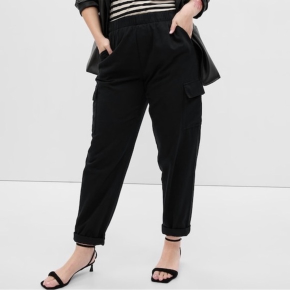 NWT GAP Twill Cargo Pants Black Women S - Picture 1 of 11